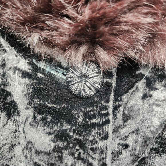 Vintage 60s Persian Velvet Coat Faux Mink Fur Trim Collar Cuffs Womens Small-Med - Picture 3 of 13